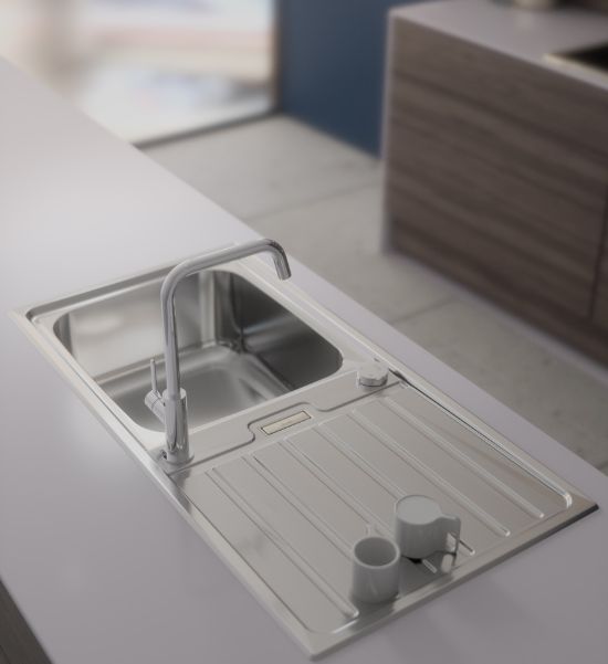 stainless steel sink and tap